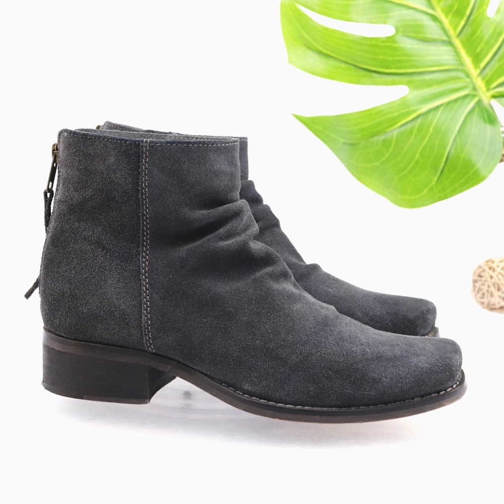 Seychelles Womens Challenge Boots Size 6.5 Gray Suede Block Heel Ankle Booties